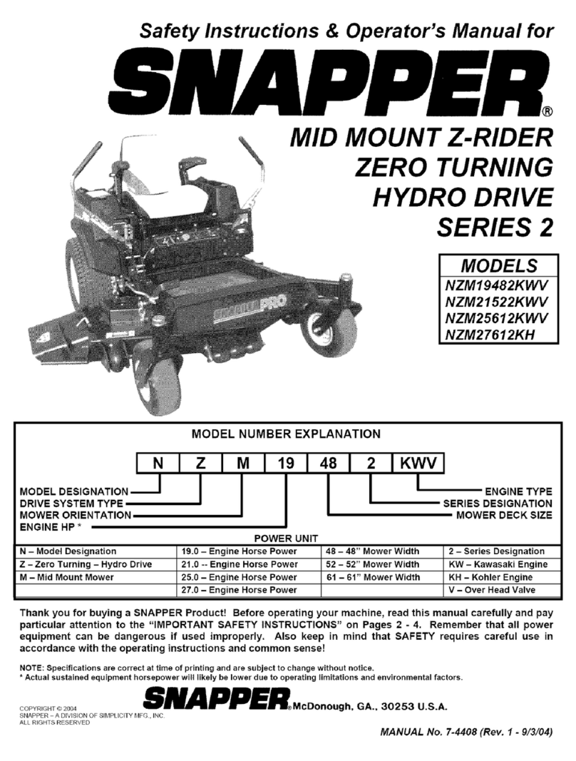 Snapper NZM19482KWV, NZM21522KWV, NZM2 Operation and maintenance manual Snapper NZM19482KWV, NZM21522KWV, NZM2 Operation and maintenance manual
