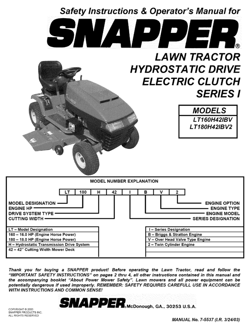 Snapper LT160H42IBV Operation and maintenance manual Snapper LT160H42IBV Operation and maintenance manual