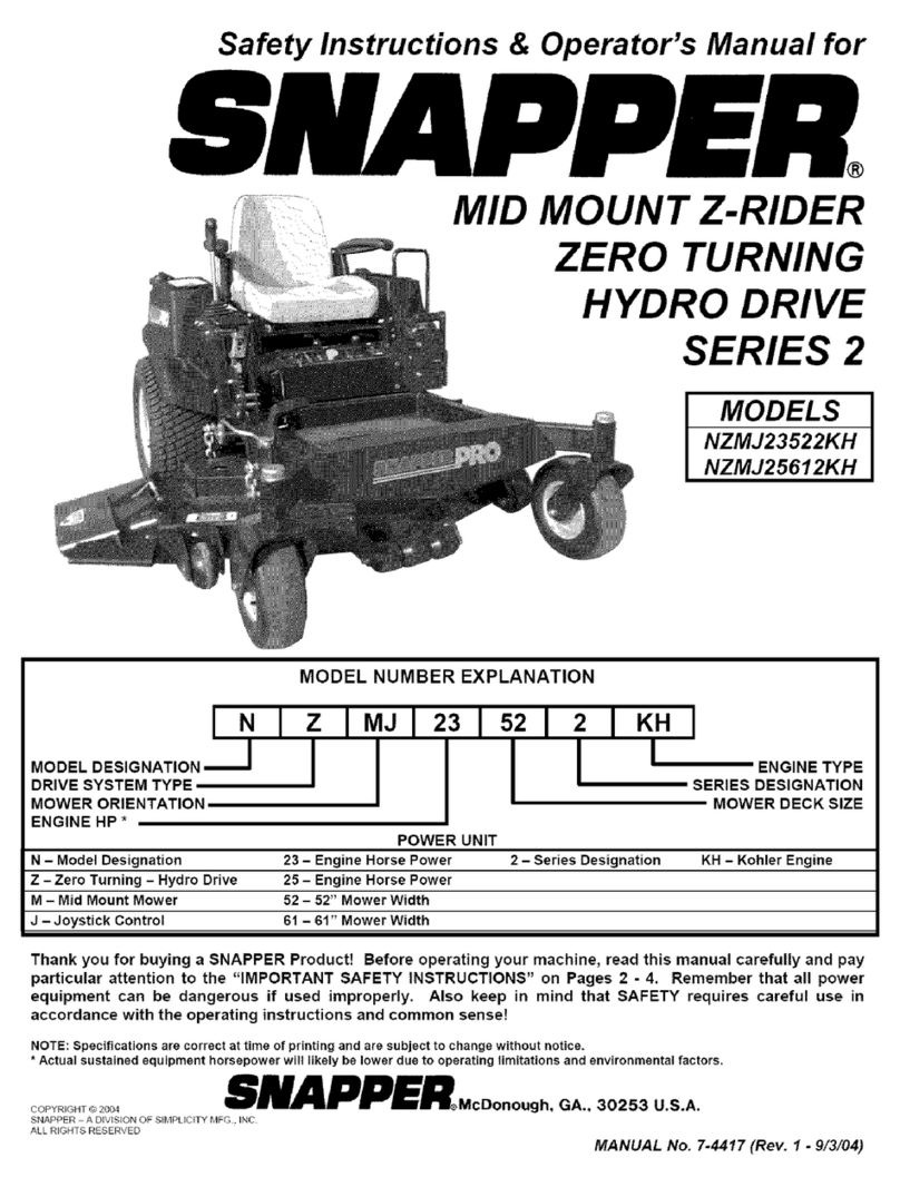 Snapper NZMJ25612KH Operation and maintenance manual