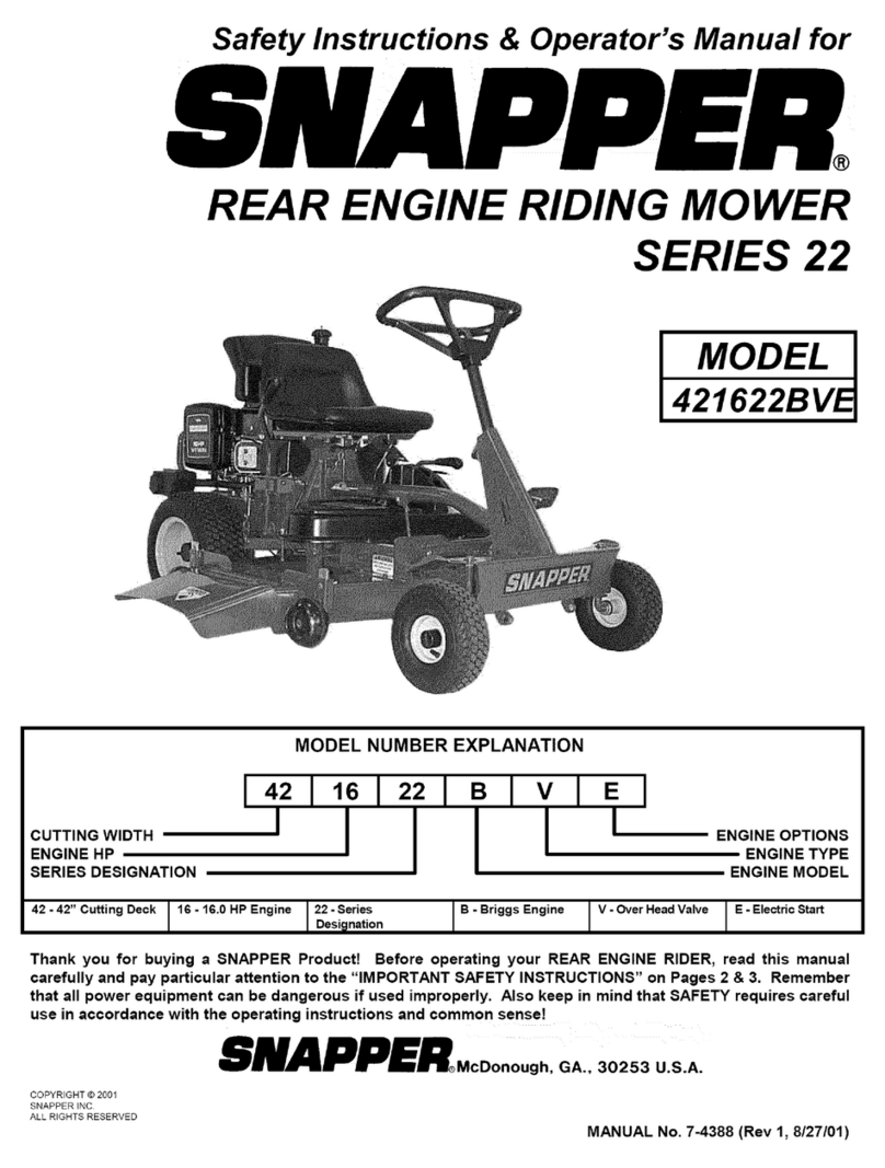 Snapper 421622BVE Operation and maintenance manual Snapper 421622BVE Operation and maintenance manual