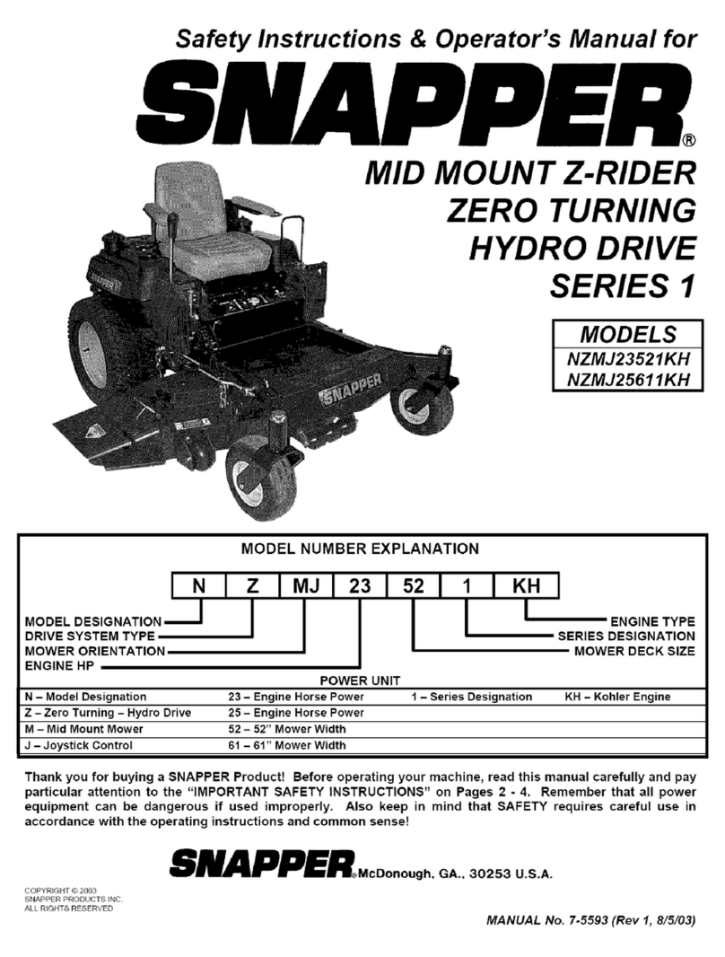 Snapper NZMJ23521KH, NZMJ25611KH Operation and maintenance manual