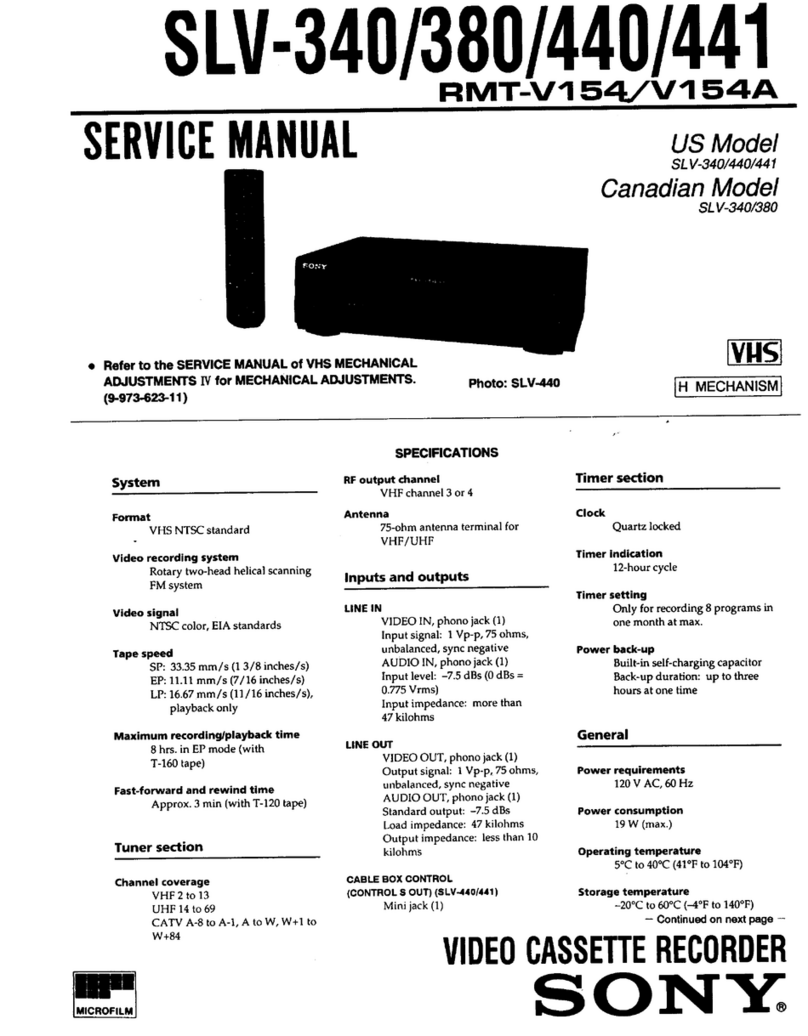 Sony SLV-380 User manual Sony SLV-380 User manual