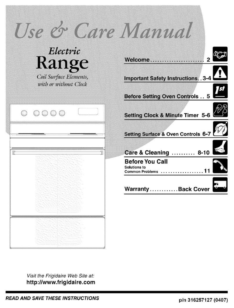 Frigidaire TEF317BUD Use & care manual