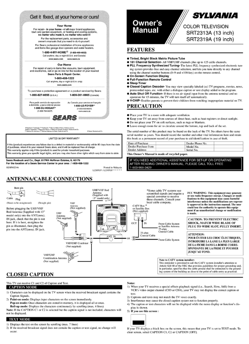 Sylvania SRT2319A User manual