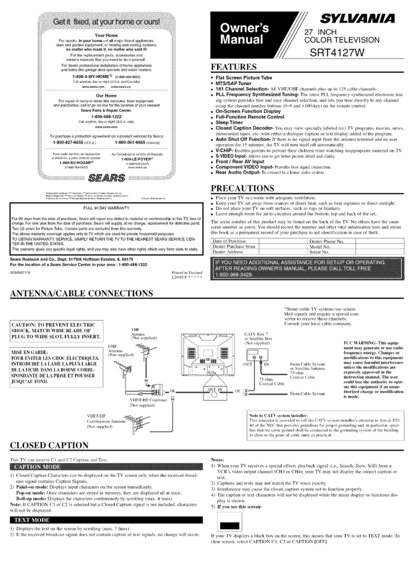 Sylvania SRT4127W User manual