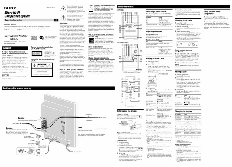 Sony CMT-NEZ33 operating instructions