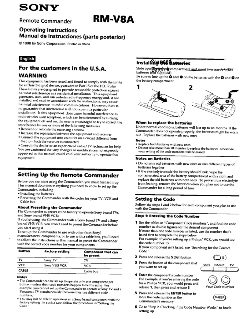 Sony RM-V8A User manual Sony RM-V8A User manual