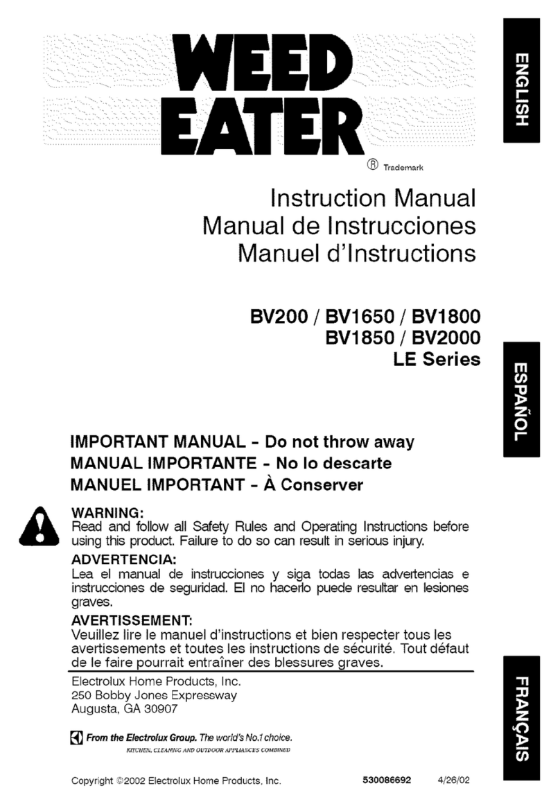 Weed Eater BV1850LE series instruction manual