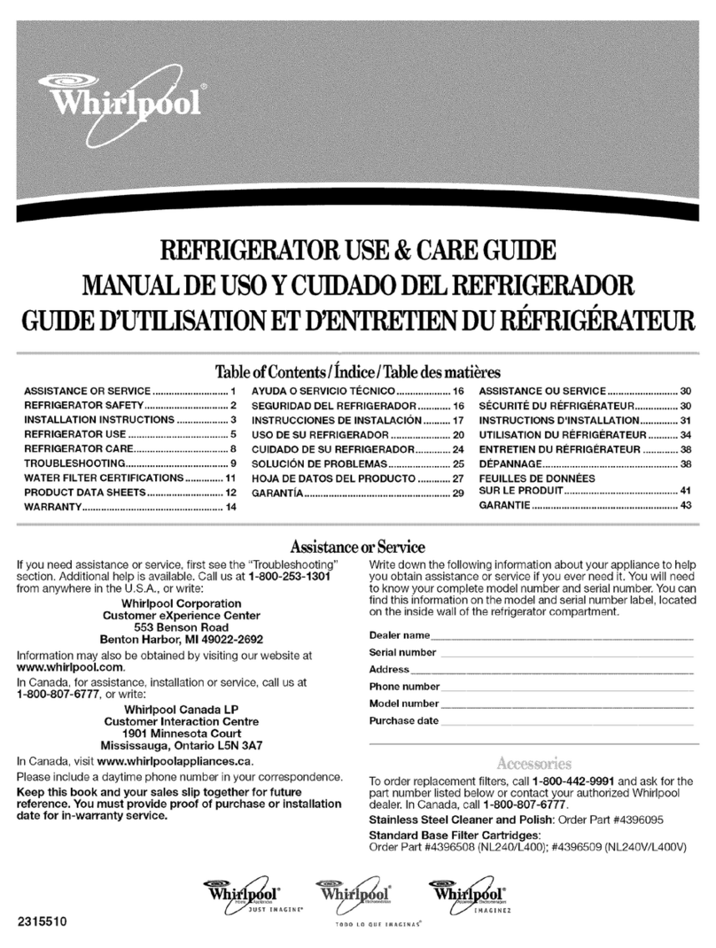 Whirlpool ED2NHEXNL00 Use & care guide
