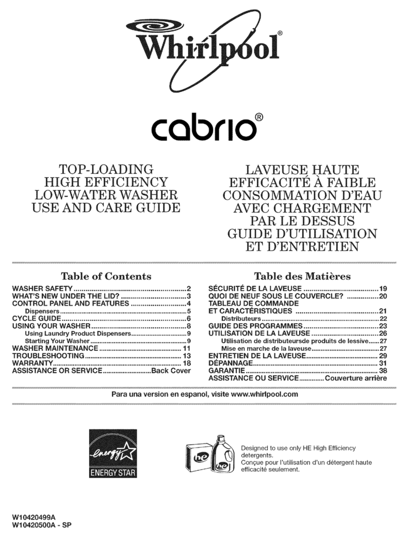 Whirlpool Cabrio WTW7800XL3 Use and care guide