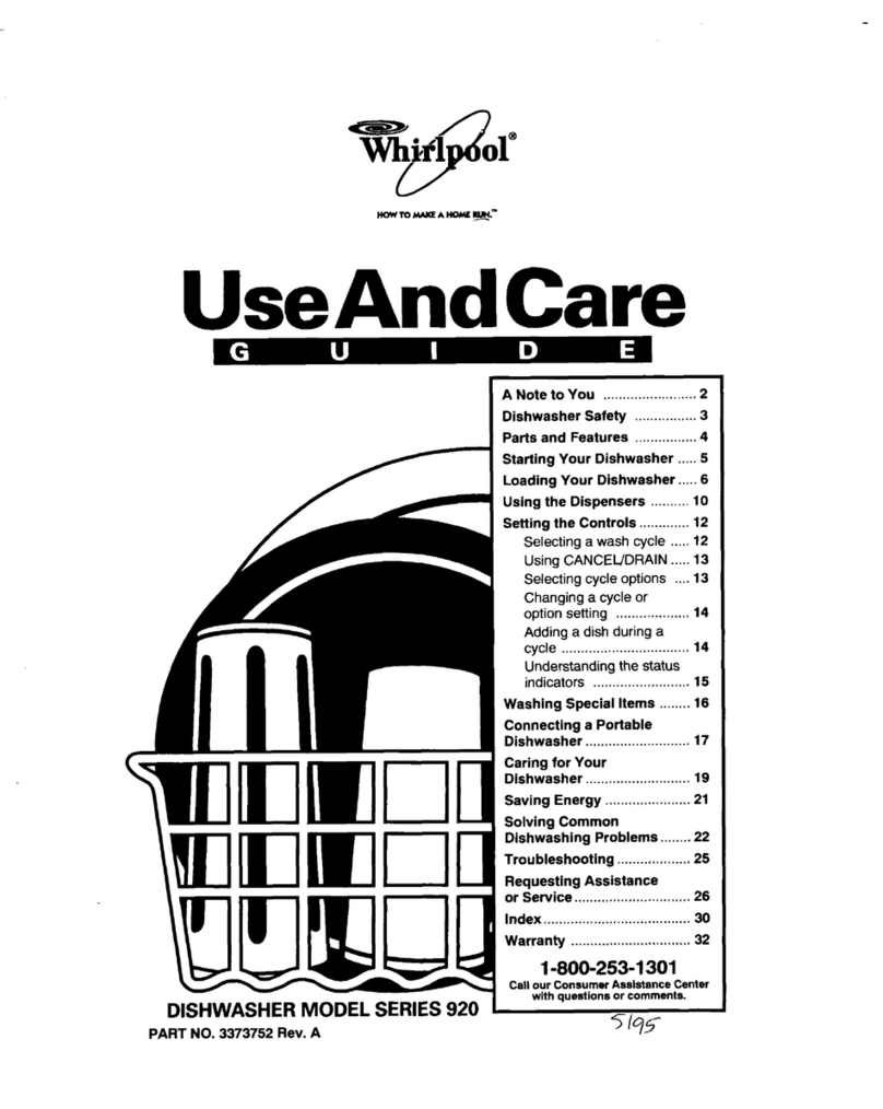 Whirlpool DP920QWDB3 Use and care guide