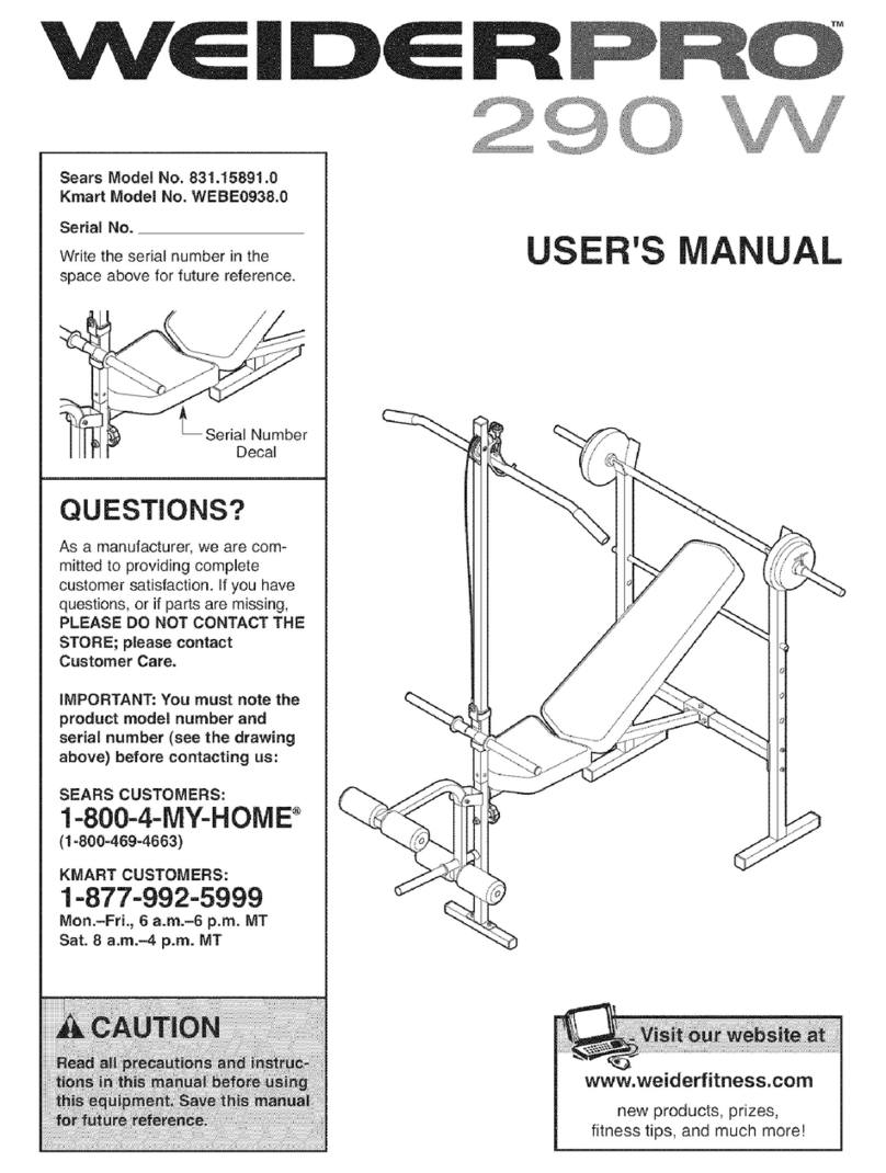 Weider PRO 290 W user manual