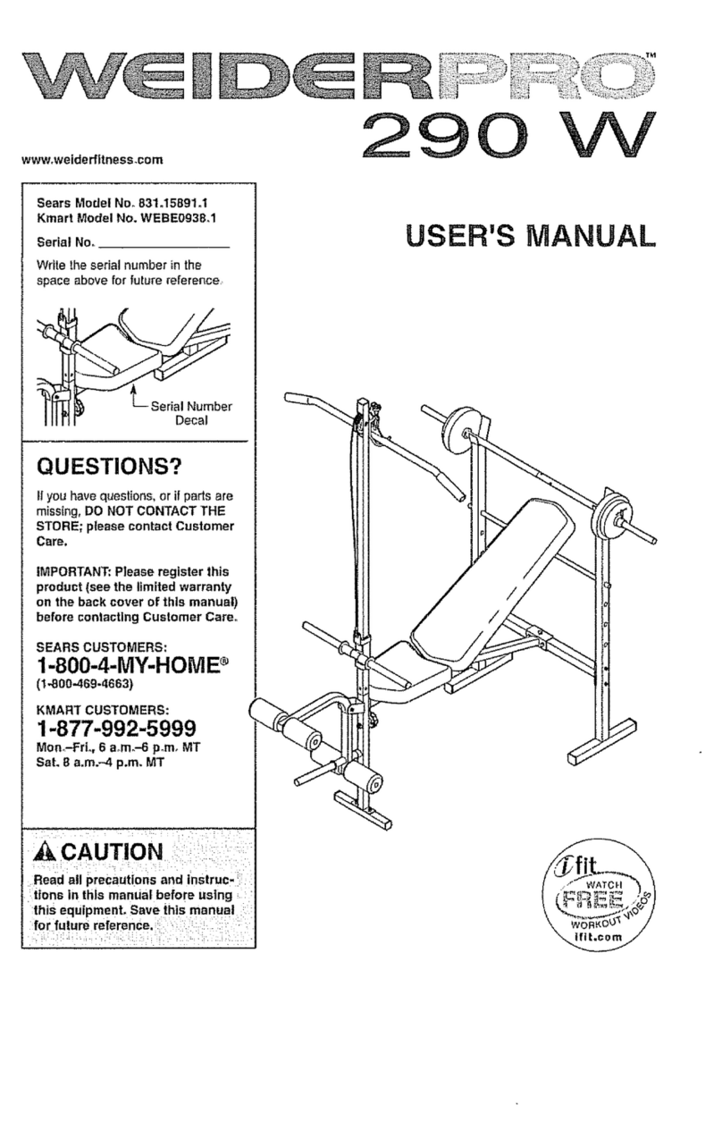 Weider PRO 290 W User manual