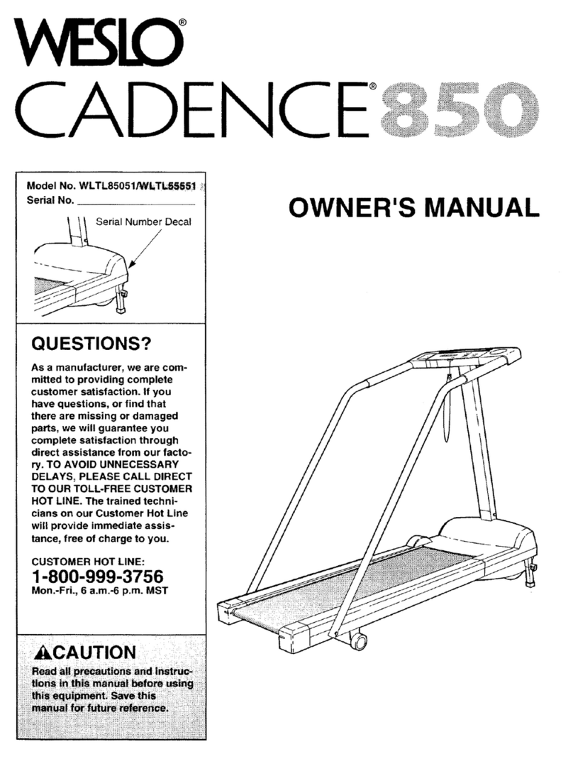 Weslo CADENCE 850 owner's manual