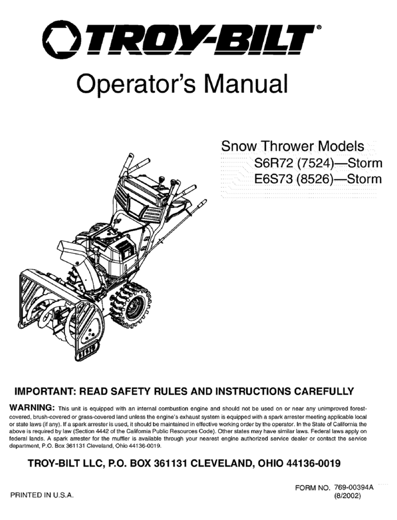Troy-Bilt Storm S6R72 User manual