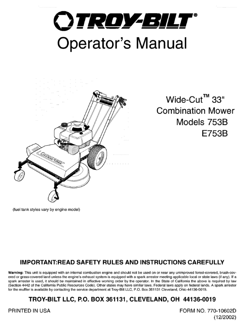 Troy-Bilt Wide-Cut 753B Operator's manual