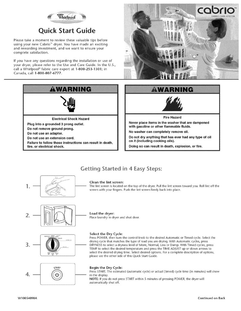 Whirlpool WGD6400SW0 quick start guide