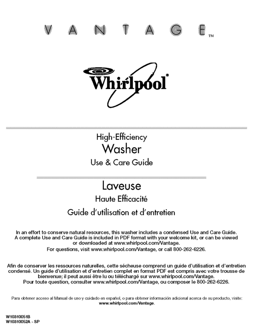 Whirlpool VANTAGE WTW7990XG0 Use & care guide