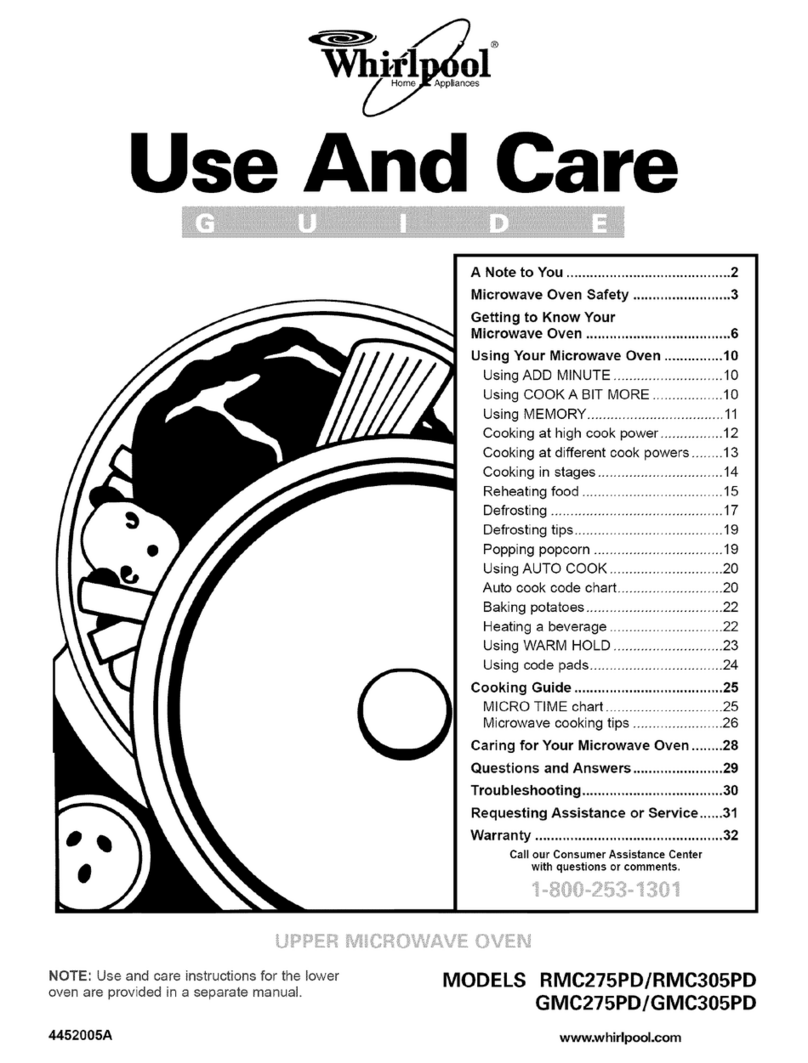 Whirlpool GMC275PDB2 User manual