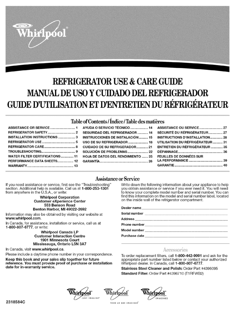 Whirlpool ED2FHAXSB04 Use & care guide