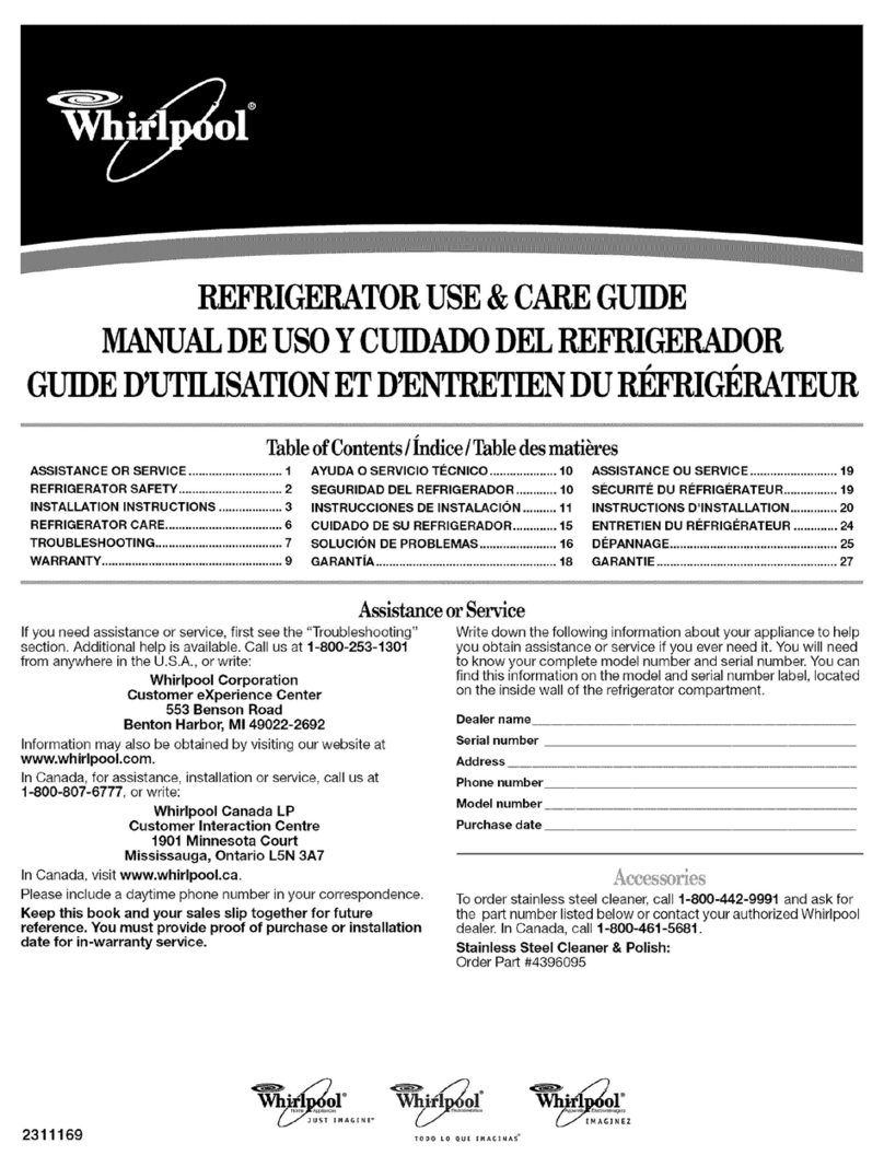 Whirlpool ED2HHKXTQ00 Use & care guide