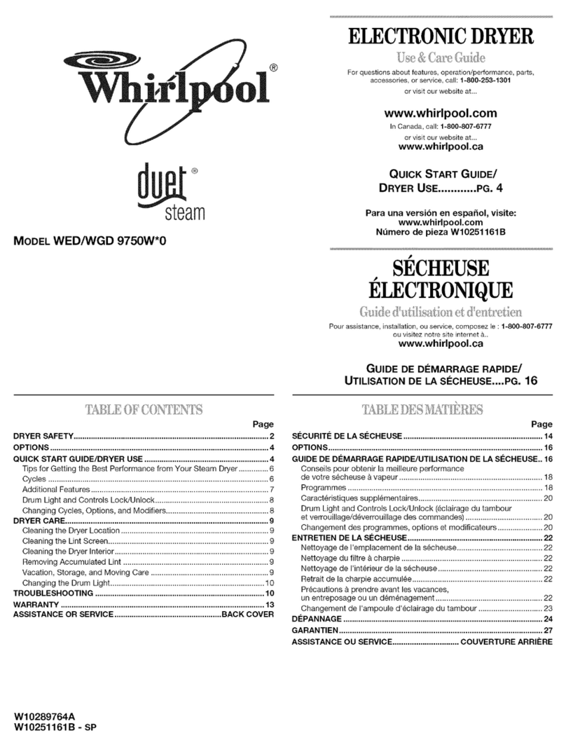 Whirlpool WGD9750WW1 Use & care guide