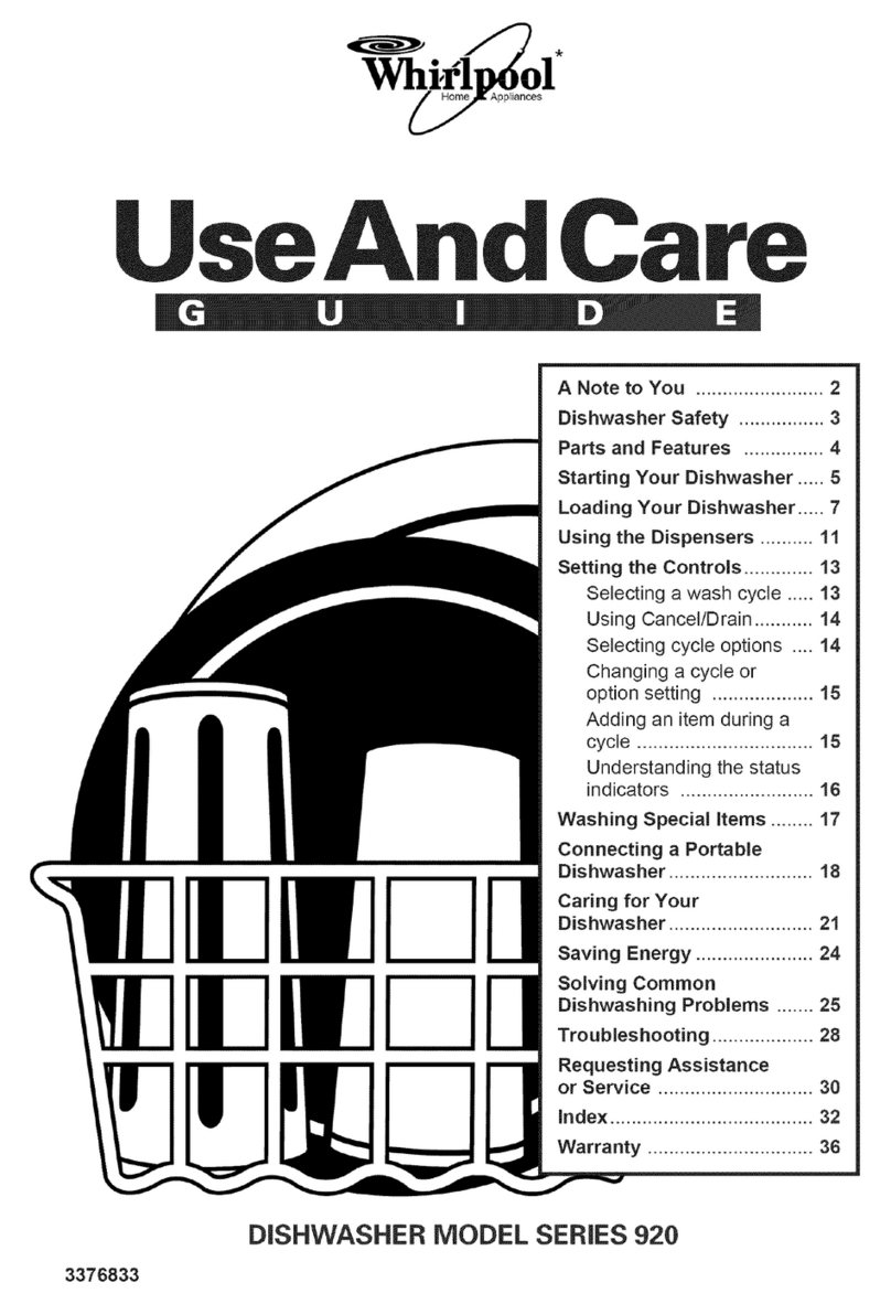 Whirlpool DU920QWDB5 Use and care guide