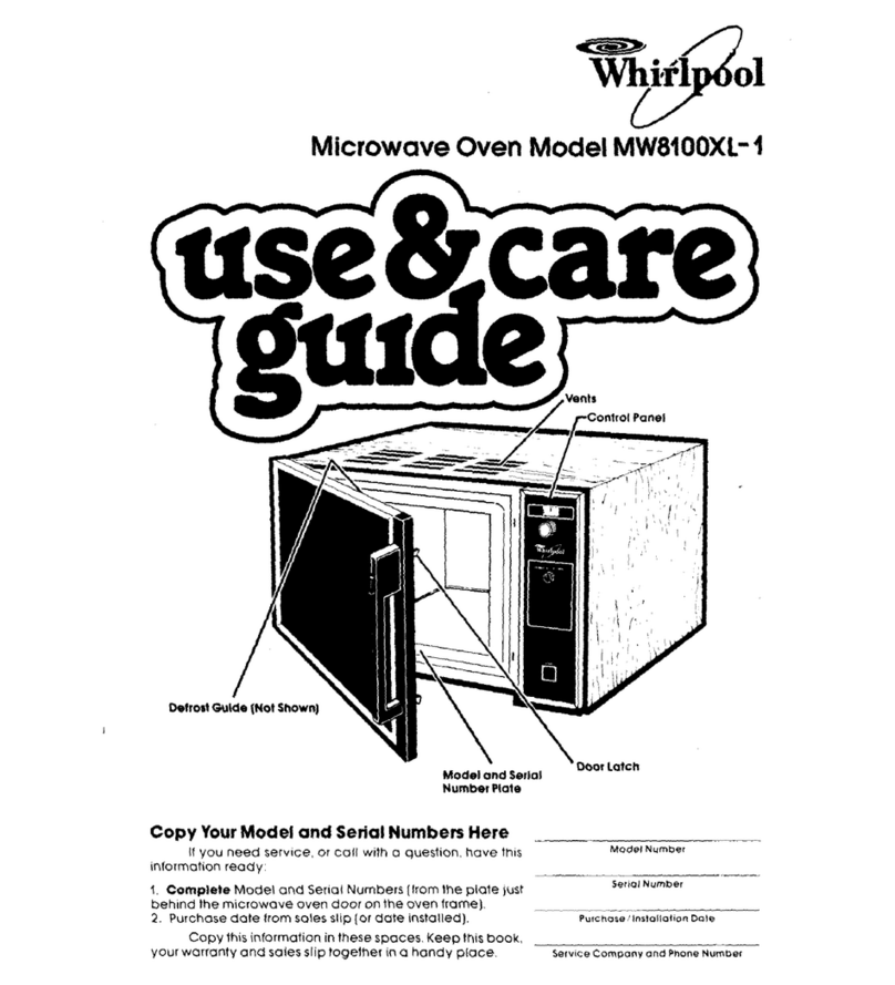 Whirlpool MW8100XL-1 Use & care guide