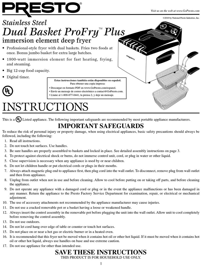 Presto Dual Basket ProFry Plus User manual