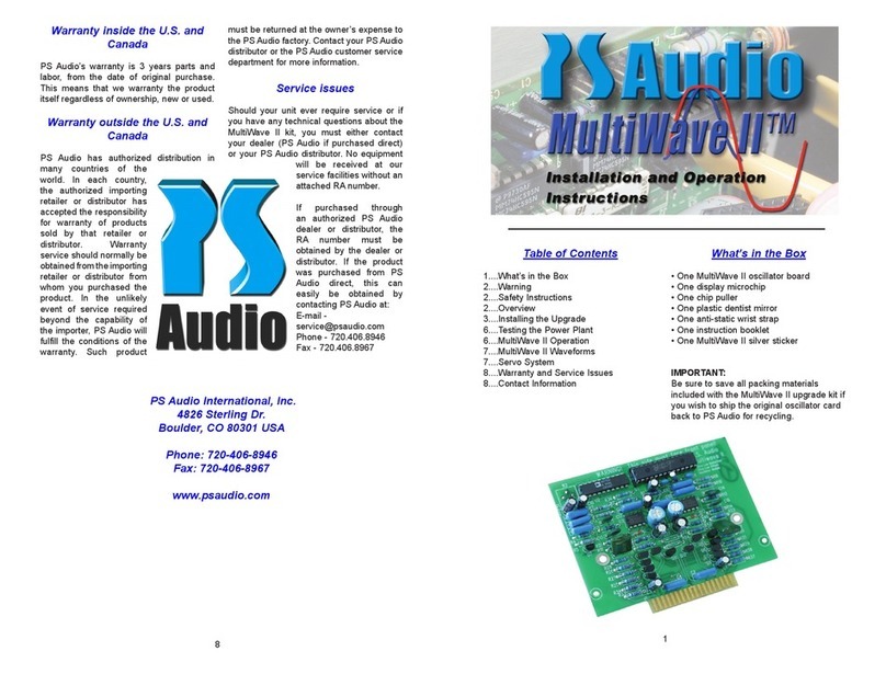 PS Audio MultiWave II Installation and operation instructions PS Audio MultiWave II Installation and operation instructions