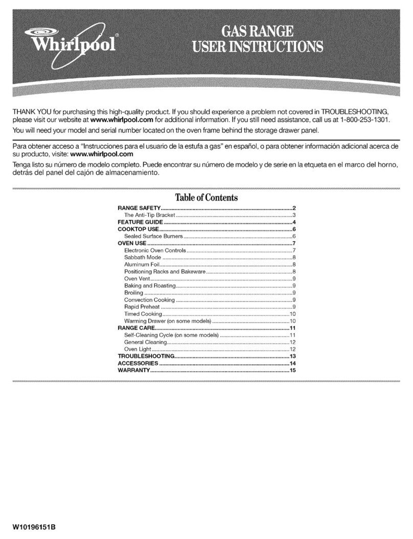 Whirlpool GFG471LVB3 User instructions