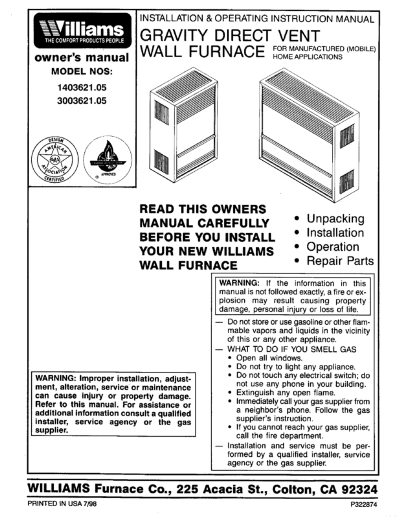 Williams 1403621.05 owner's manual