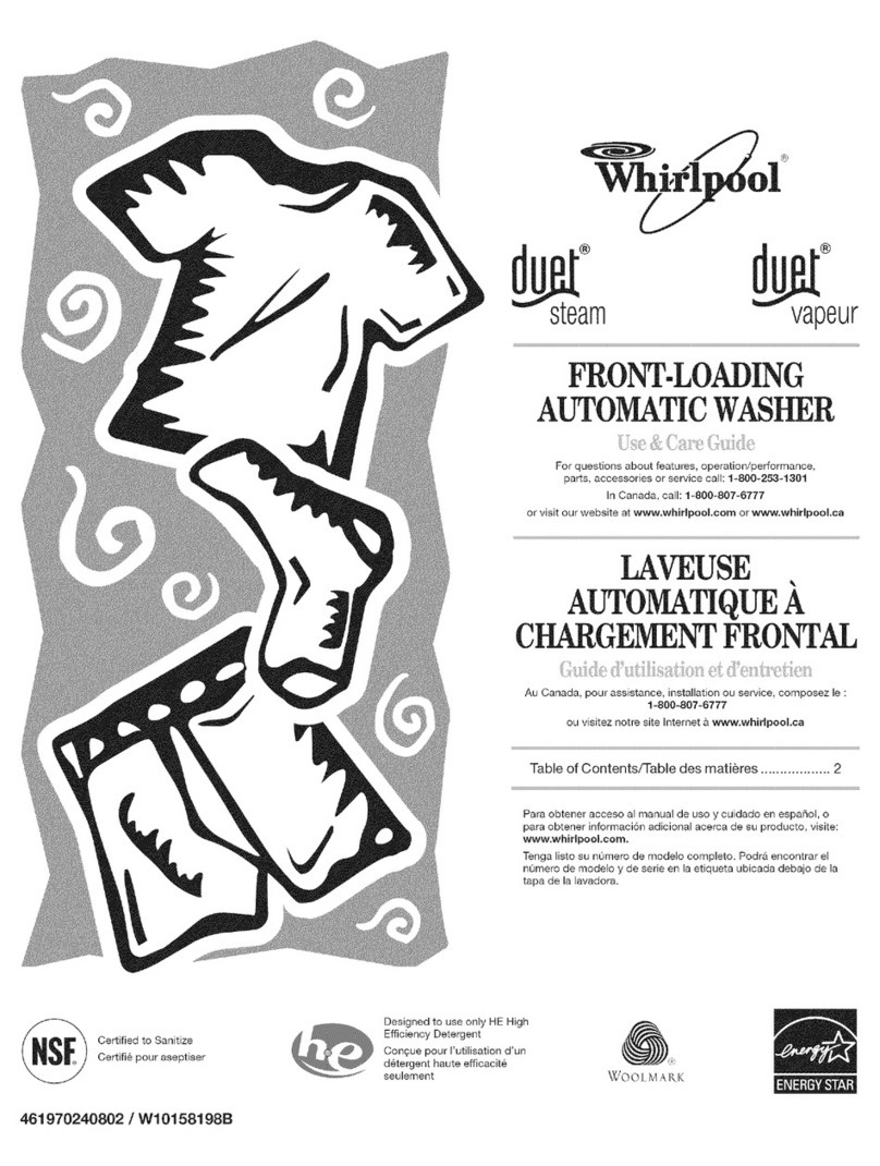 Whirlpool Duet Steam WFW9600TW02 Use & care guide