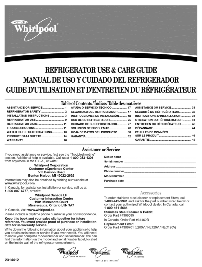Whirlpool GT1SHTXMQ03 Use & care guide