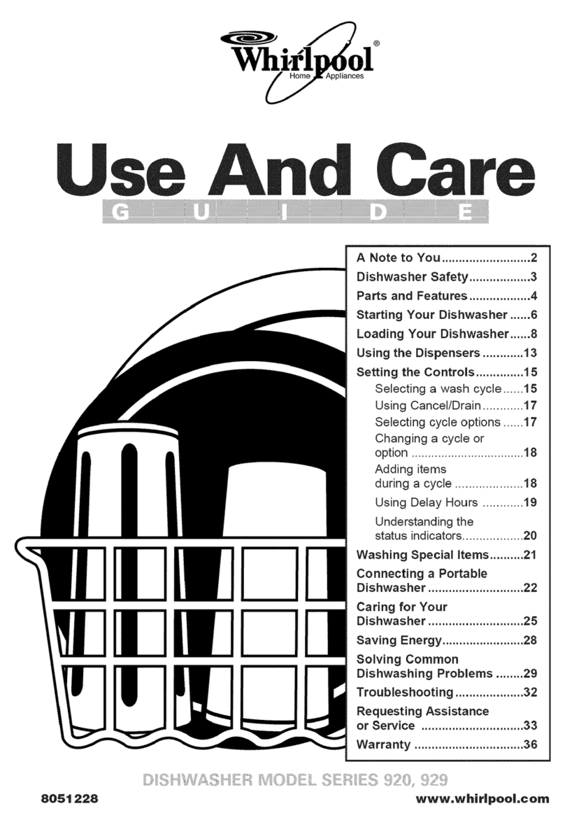 Whirlpool DU920PFGB4 Use and care guide