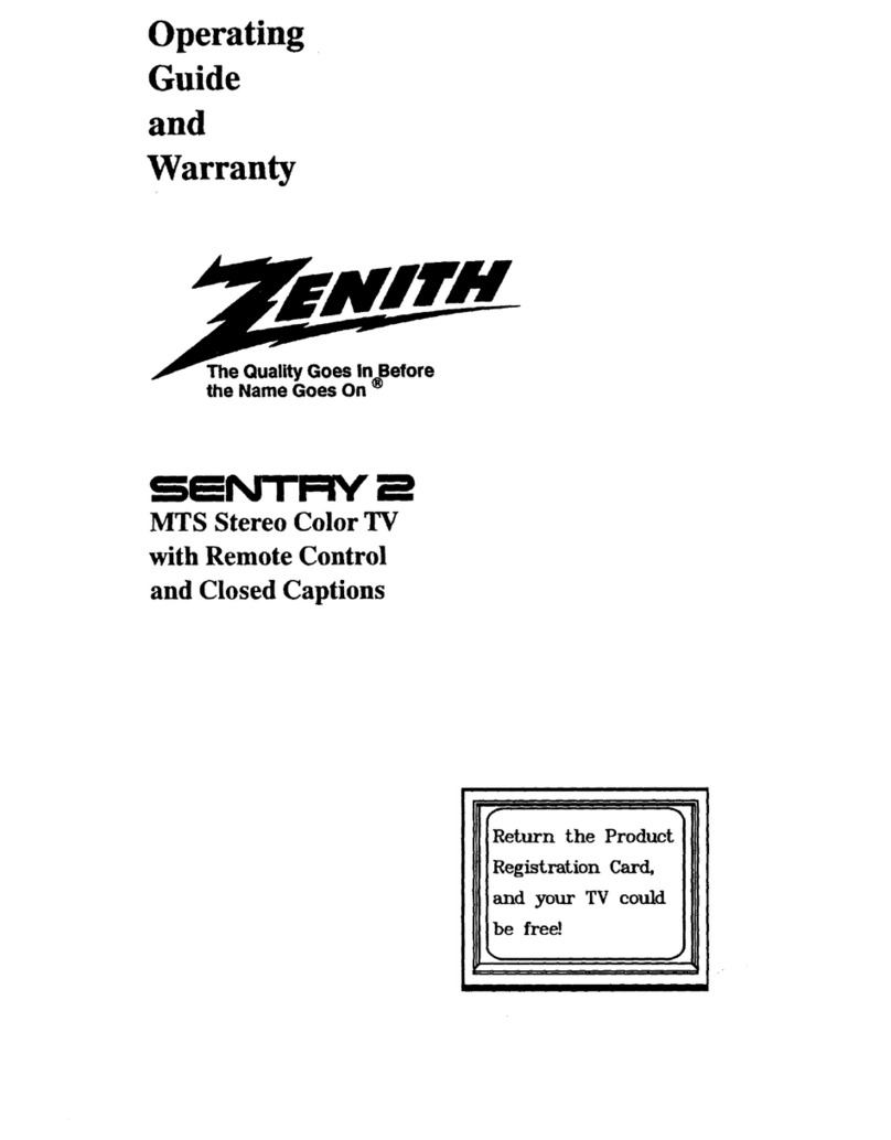 Zenith SENTRY 2 SLS2555S5  and warranty Operating and maintenance manual