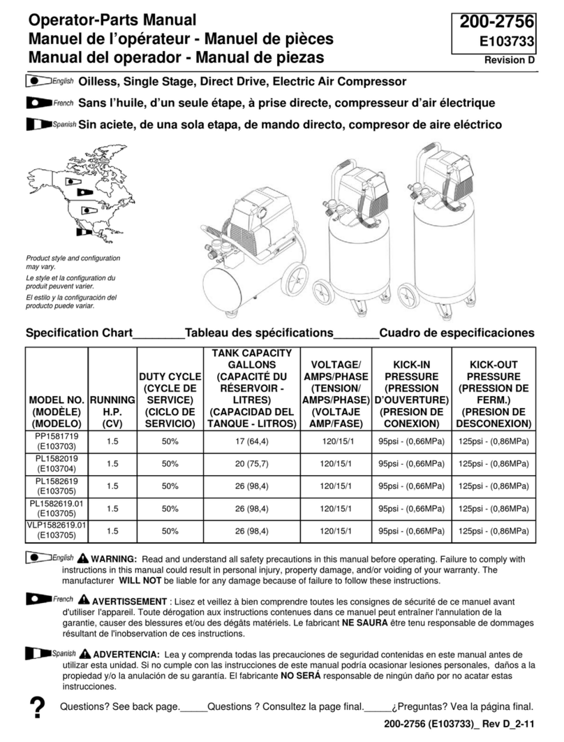 Powermate 200-2756 E103733 Operator's & parts manual