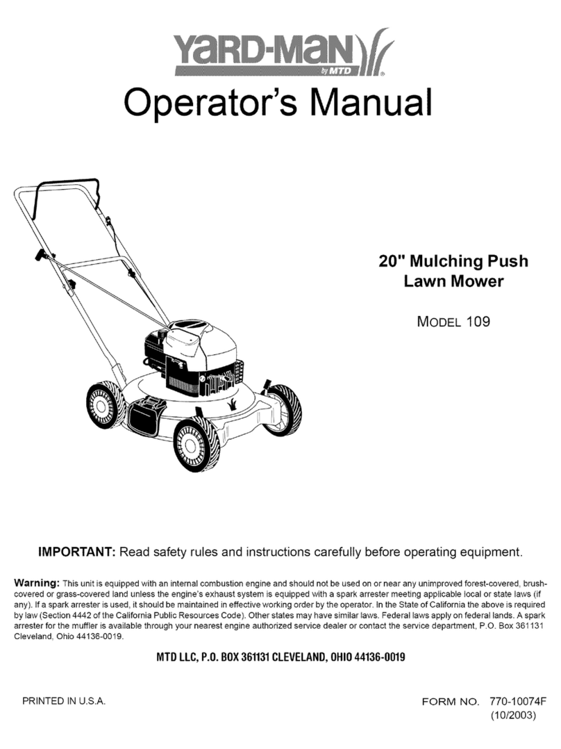 Yard-Man 109 User manual Yard-Man 109 User manual