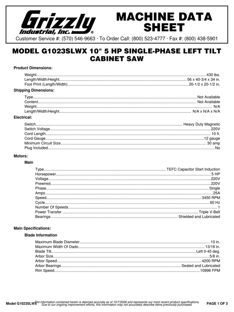 Grizzly G1023SLWX Instruction Manual