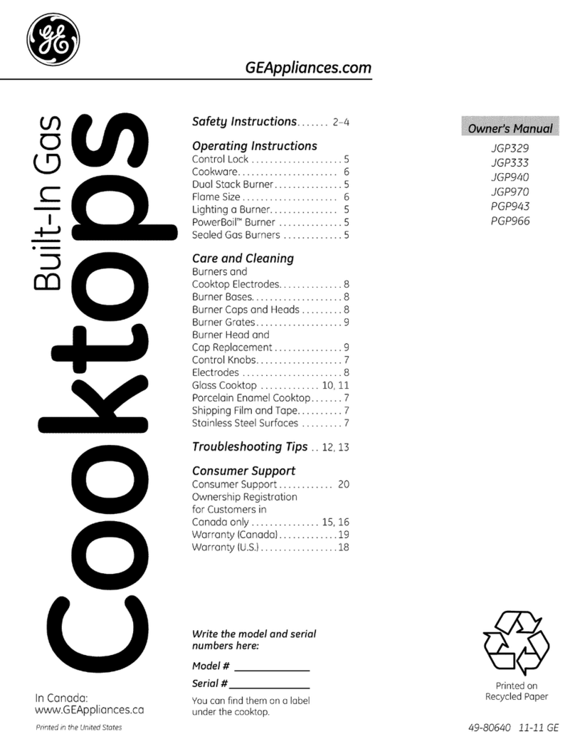 GE JGP329 owner's manual