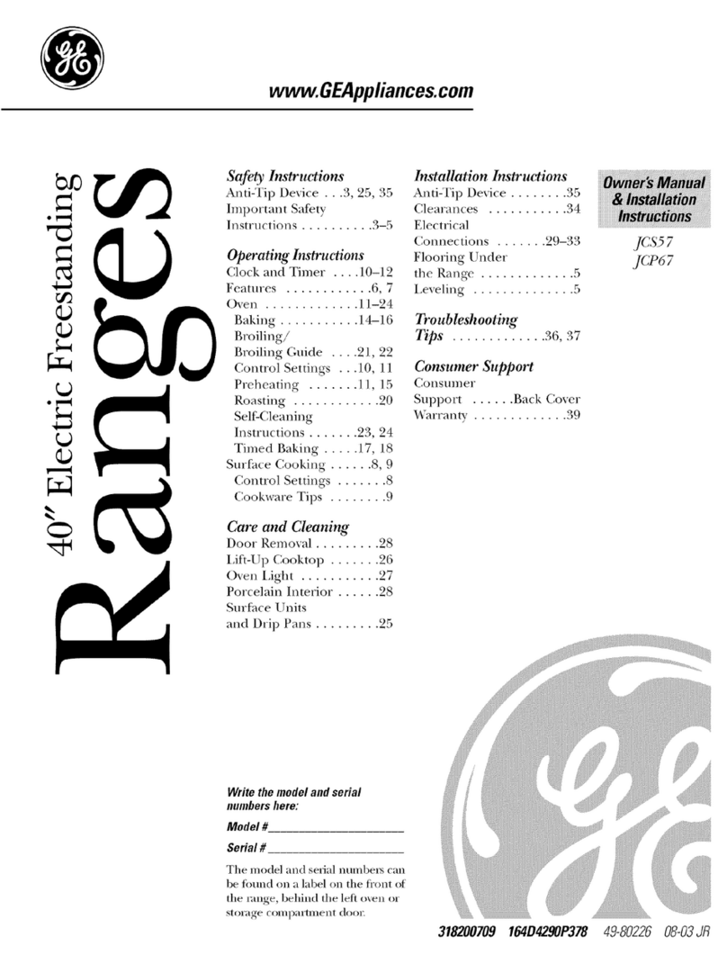 GE JCS57 Operating instructions