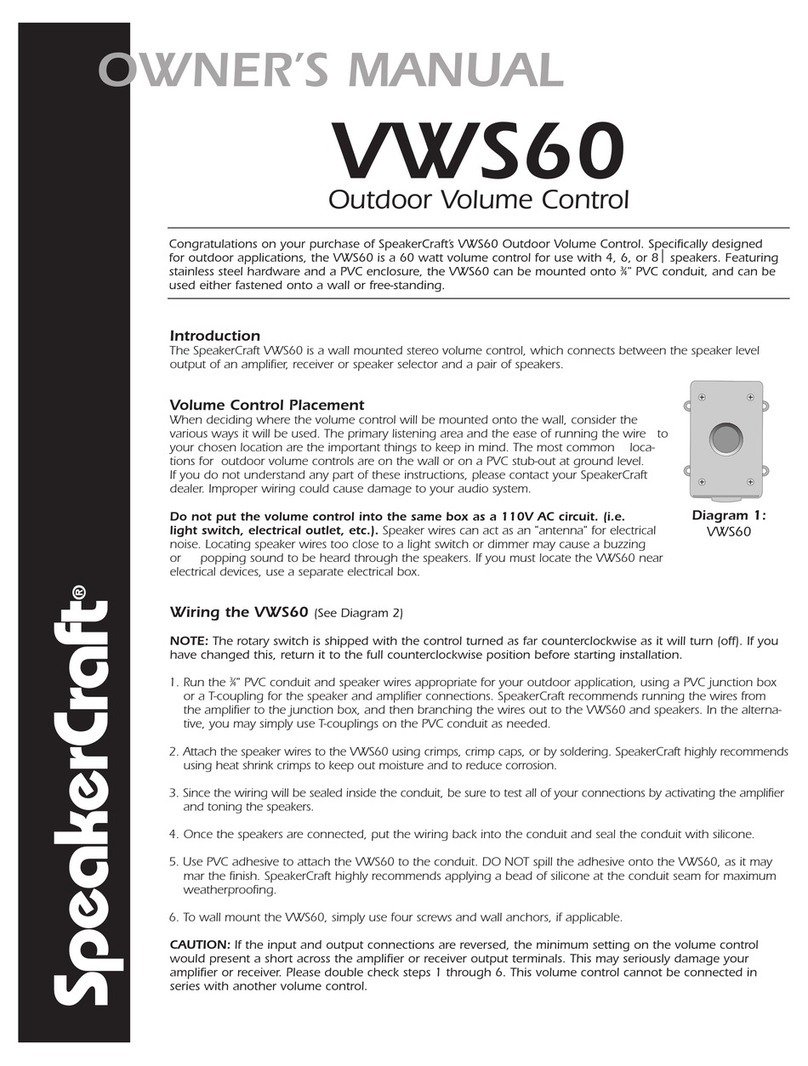 SpeakerCraft VWS60 User manual SpeakerCraft VWS60 User manual