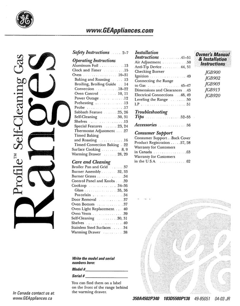 GE Appliances Profile JGB902 Original instructions