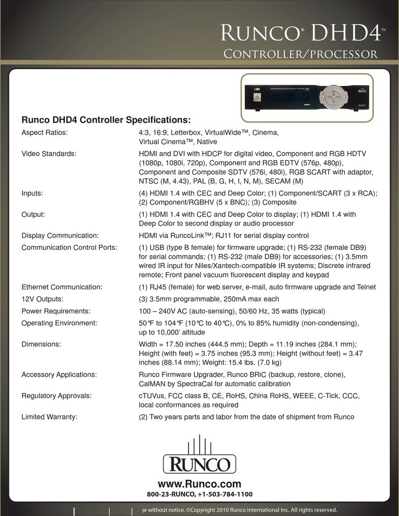 Runco DHD4 User manual