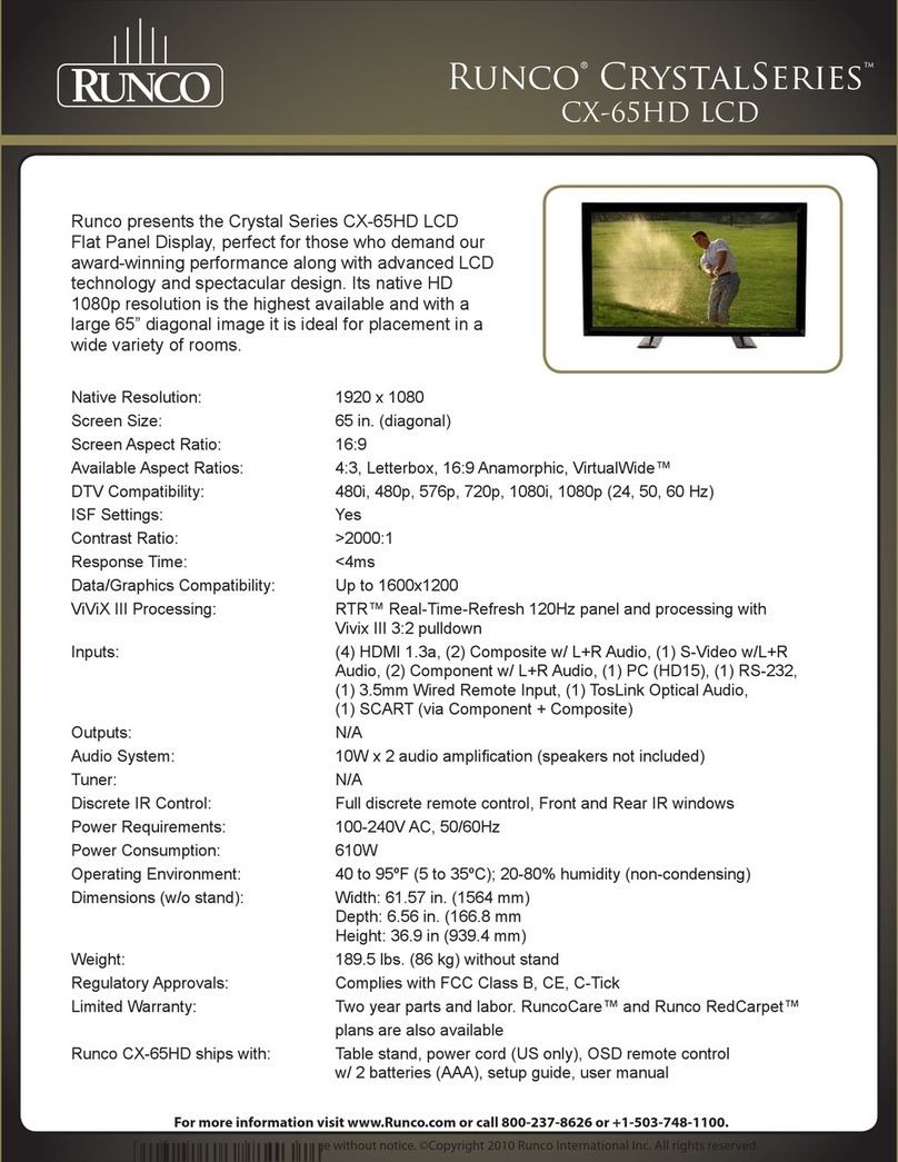 Runco Crystal Series CX-65HD User manual