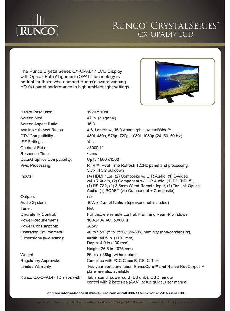 Runco Crystal Series CX-OPAL47 User manual