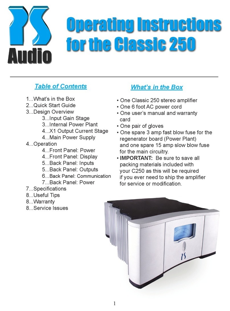 PS Audio Classis 250 User manual