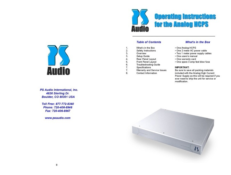 PS Audio Analog HCPS operating instructions
