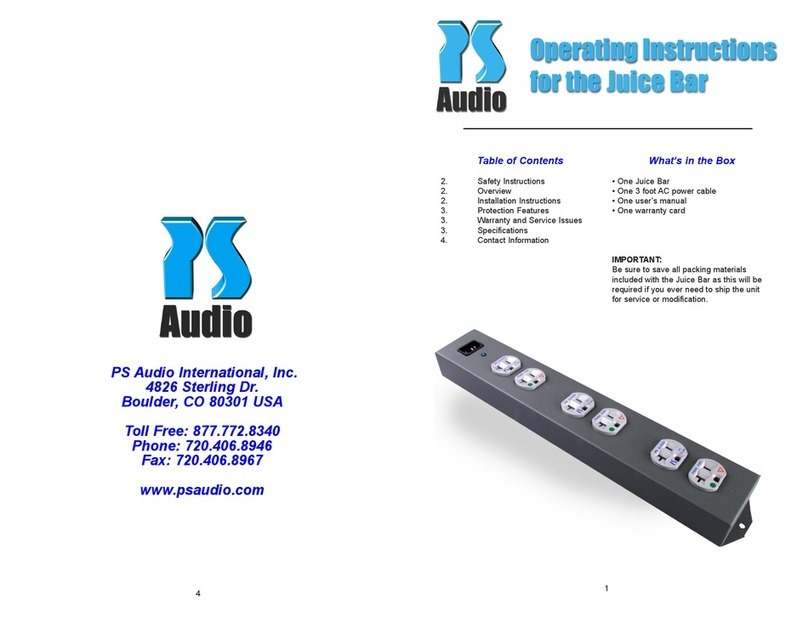 PS Audio Juice Bar operating instructions