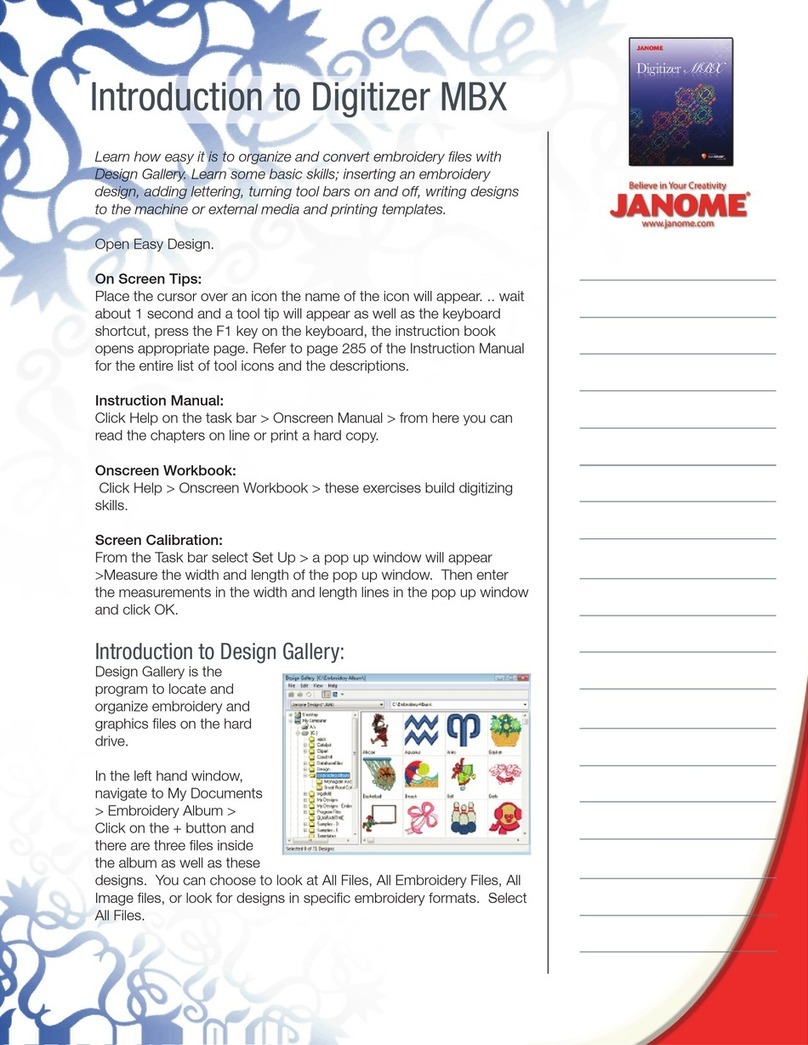 Janome Digitizer MBX Reference manual